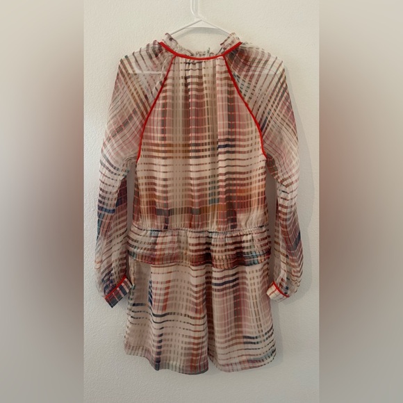 Anthropologie Adelyn Rae Grid Graphic Romper Sheer Sleeves NWT Size Medium - Picture 2 of 12